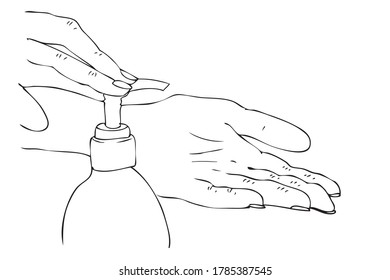 Simple Manual Draw, Washing Hand using sanitizer, Covid-19 Virus Prevention
