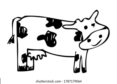 Simple Manual Hand Draw Outline Sketch of cow
