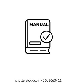 Simple manual icon showing a book with check mark, indicating clear and reliable instructions.
