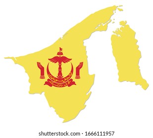 simple map of asian state brunei darussalam with coat of arms