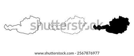 Simple map of Austria vector drawing. Mercator projection. Filled and outline.