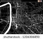 Simple map of Baton Rouge, Louisiana, USA. Black and white version for clean backgrounds and prints. This map of Baton Rouge contains three markers who are grouped and can be moved separetly in vector