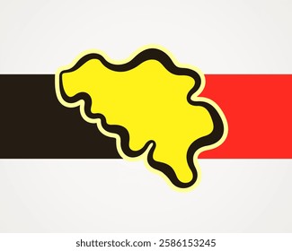 Simple map of Belgium embedded in Belgian flag