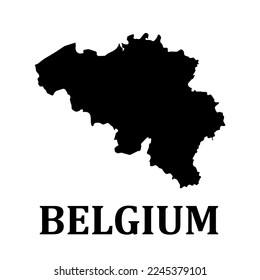 Simple map of Belgium with text on white background. Vector illustration.