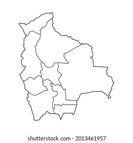 Simple map of Bolivia in black lines on white background