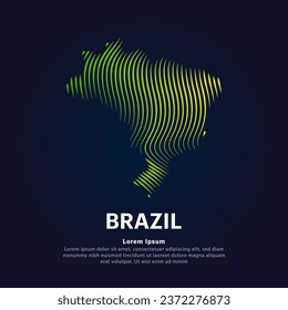 simple map of brazil Illustration in a linear style. Abstract line art brazil map Logotype concept icon. Vector brazil map color silhouette on a dark background. EPS 10