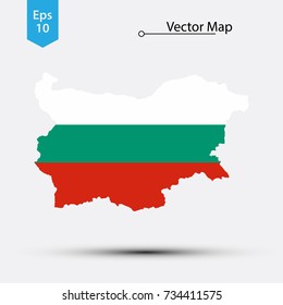 Simple Map Of Bulgaria With Flag Isolated On White Background. Vector Illustration