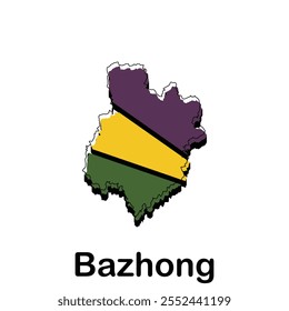 Simple Map City of Bazhong Colorful design template, suitable for your brand, design, and etc