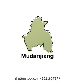 Simple Map City of Mudanjiang, map with gradient color style, World map Chinese country vector illustration template