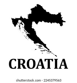 Simple map of Croatia with text on white background. Vector illustration.