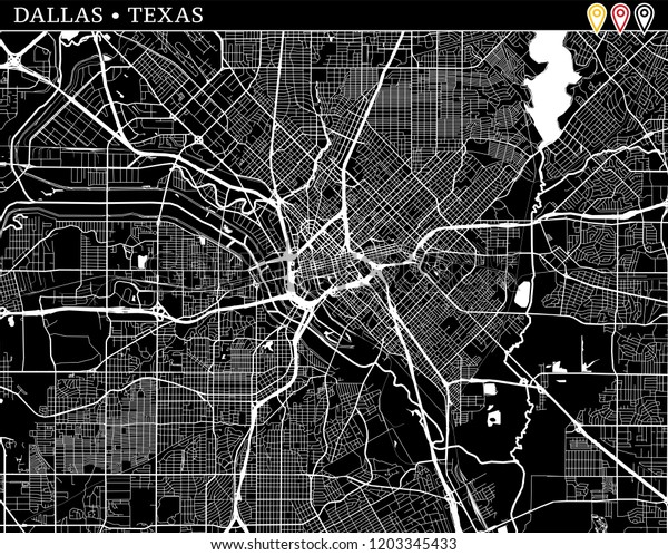 Simple Map Dallas Texas Usa Black Stock Vector (Royalty Free ...