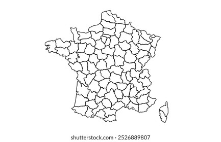 Simple Map of France in line style. Vector sign on white background