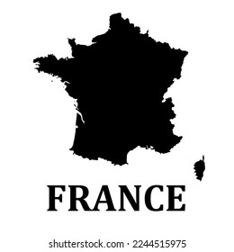 Simple map of France with text on white background. Vector illustration.