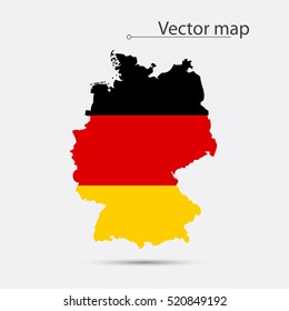 Simple Map Of Germany With Flag As Texture Isolated On Grey Background. Vector Illustration