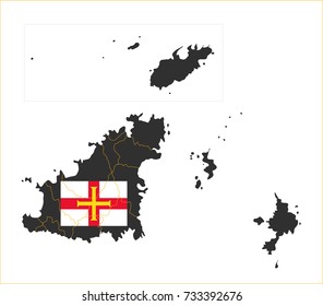 Simple Map Of Guernsey (UK) With Flag Isolated On White Background.