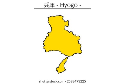 Simple map of Hyogo prefecture, Japan Region, Vector Illustration