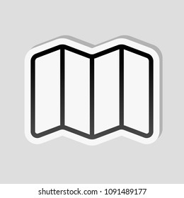 Simple map icon. Linear symbol with thin outline. Sticker style 