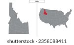 Simple map of Idaho state of United States and location on USA map