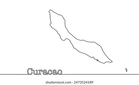 A simple map of the island nation of Curacao. Island of the Lesser Antilles in the southern Caribbean. Isolated vector on white background.