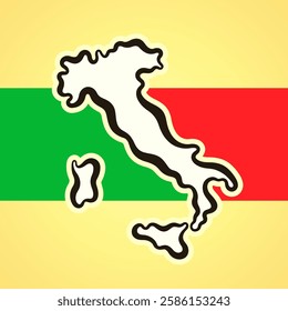 Simple map of Italy embedded in Italian flag