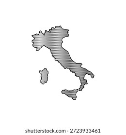 Mapa simple de Italia aislado sobre fondo blanco. Ilustración vectorial de logotipo de signo negro italiano