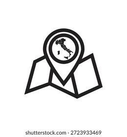 Mapa simple de Italia aislado sobre fondo blanco. Ilustración vectorial de logotipo de signo negro italiano