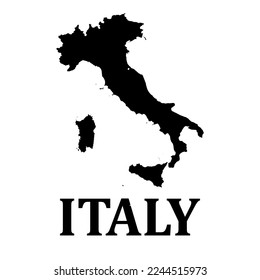 Simple map of Italy with text on white background. Vector illustration.