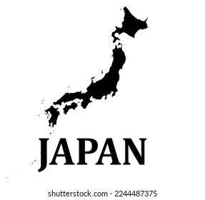 Simple map of Japan with text on white background. Vector illustration.
