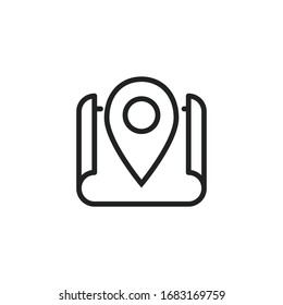 Simple map line icon. Stroke pictogram. Vector illustration isolated on a white background. Premium quality symbol. Vector sign for mobile app and web sites.