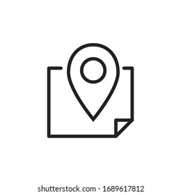 Simple map line icon. Stroke pictogram. Vector illustration isolated on a white background. Premium quality symbol. Vector sign for mobile app and web sites.