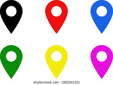 Icono simple del pin de ubicación del mapa (conjunto de 6 colores)