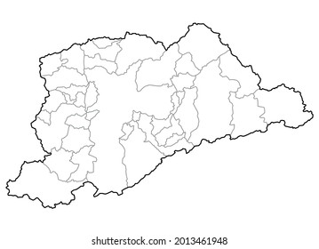 Simple map of Metropolitan region of Sao Paulo in black and gray lines