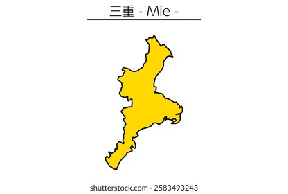 Simple map of Mie prefecture, Japan Region, Vector Illustration