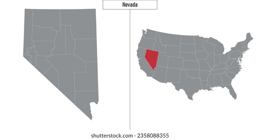 Simple map of Nevada state of United States and location on USA map