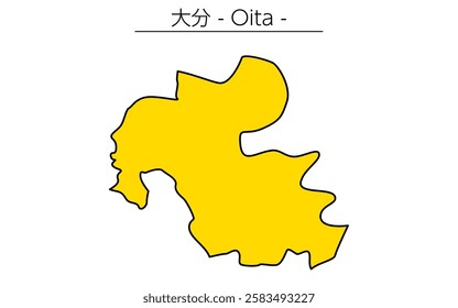 Simple map of Oita prefecture, Japan Region, Vector Illustration
