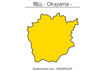 Simple map of Okayama prefecture, Japan Region, Vector Illustration