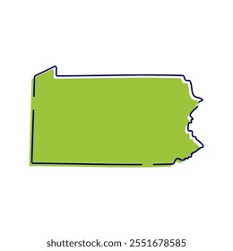 Simple map of Pennsylvania vector hand drawn. Hand drawn style map of Pennsylvania vector illustration isolated on a white background