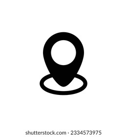 simple map pin icon, flet icon pib location black