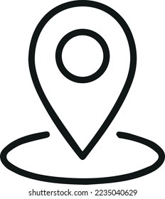 Icono de línea de pin de mapa simple. Pictograma de paro. Ilustración vectorial aislada en un fondo blanco. Símbolo de calidad superior. Firma vectorial para aplicaciones móviles y sitios web.