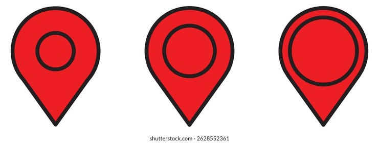 Simple map pin. Map marker pointer icon set. location pin sign. Map pin place marker. Location icon. symbol of GPS map location icon