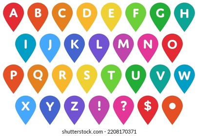 Simple map pin set with numbers (colorful)