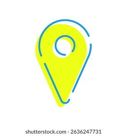 Simple map pin vector icon illustration. Colors blue and yellow