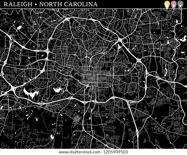 Simple Map Raleigh North Carolina Usa Stock Vector (Royalty Free ...