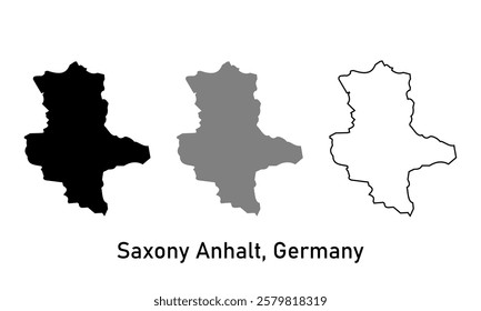 Simple map of saxony-anhalt is a state of Germany in outline style, black color, gray color