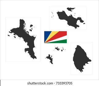 Simple Map Of Seychelles With Flag Isolated On White Background.