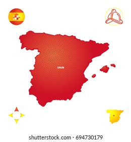 simple map of spain with national simbol