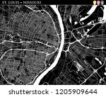 Simple map of St. Louis, Missouri, USA. Black and white version for clean backgrounds and prints. This map of St. Louis contains three markers who are grouped and can be moved separetly