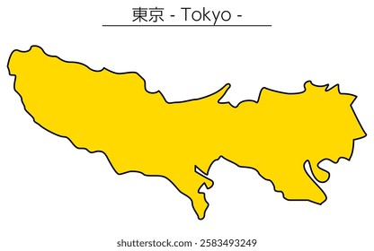 Simple map of Tokyo prefecture, Japan Region, Vector Illustration