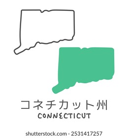 Simple map of the U.S. state of Connecticut Illustration translation:  Connecticut 