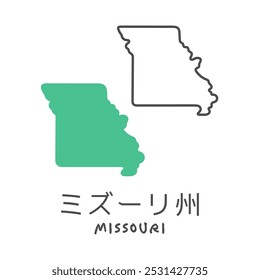 Mapa simples do estado americano de Missouri ilustração tradução: Missouri 